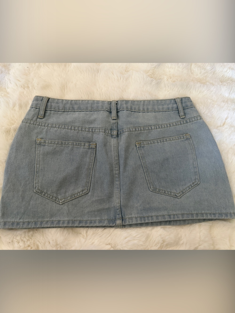 Light Wash Denim Mini Skirt - Picture 2 of 4